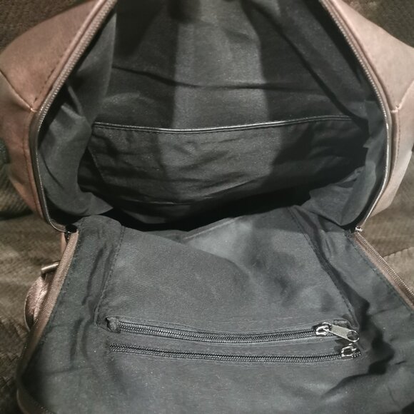 Coffee/Gunmetal Faux Leather Backpack NWOT #227 - Picture 6 of 9